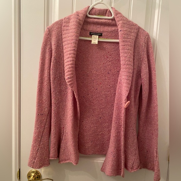 SIZE MEDIUM PINK WITH MULTI COLOUR SPECKLES ONE BUTTON CARDIGAN BY BIANCO & BLU - Picture 6 of 8